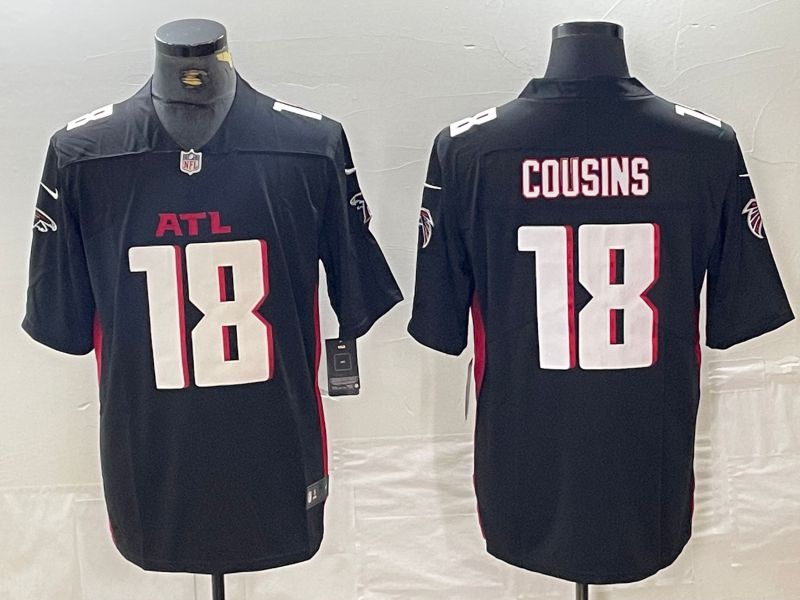 Men Atlanta Falcons #18 Cousins Black New Second generation 2024 Nike Limited NFL Jersey